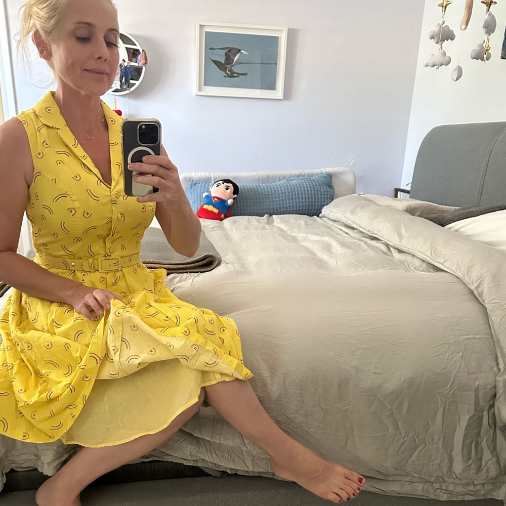 Modcloth Yellow Patterned Dress - image 1